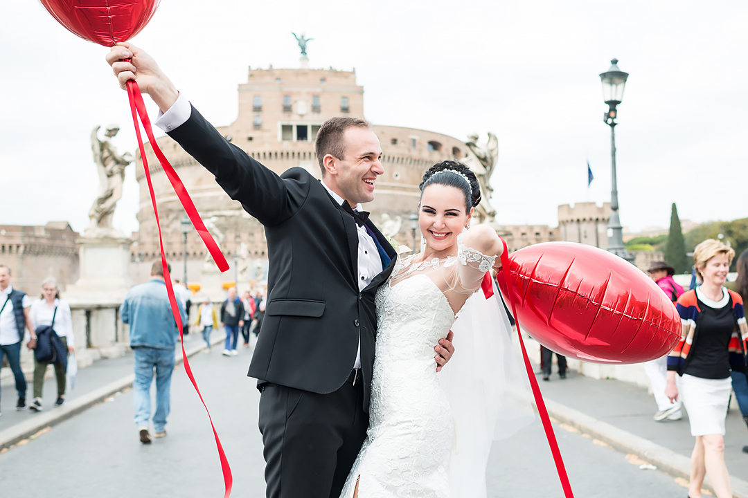 wedding photo shooting in rome castle sant angel