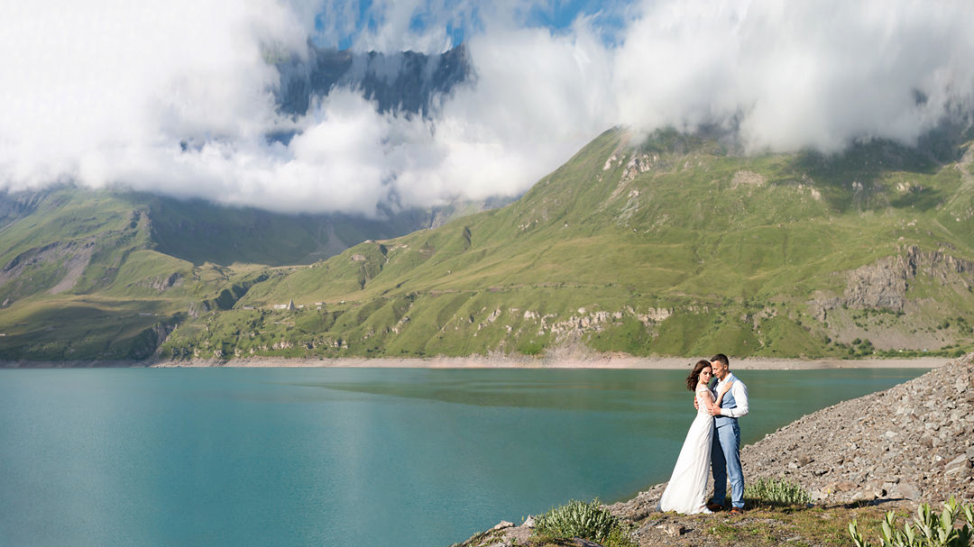 свадебная фотосессия горное озеро франция